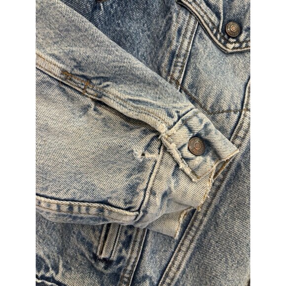 VTG 80's Levi's Denim Jacket Made USA Mens Sz 44 Blue Sherpa Lined Button Front - Picture 6 of 10